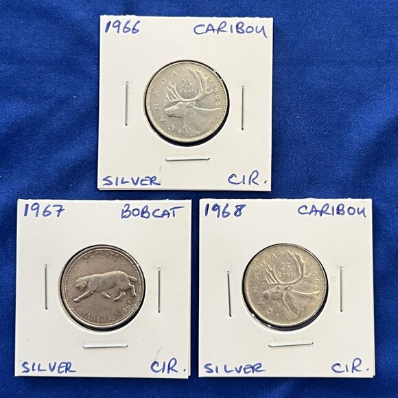 Canada Set of 9 Silver 1960 to 1968 Circulated 25¢ Quarters! - Picture 7 of 16